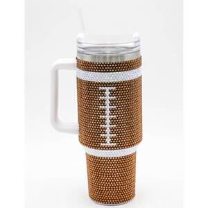 NEW WHITE LABEL bling football tumbler in brown
